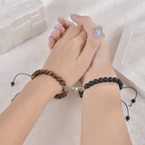 2pcs/set Heart Shape Magnet Couple Bracelet Natural Stone Beads Jewelry Gift