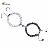 2pcs/set Heart Shape Magnet Couple Bracelet Natural Stone Beads Jewelry Gift