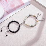 2pcs/set Heart Shape Magnet Couple Bracelet Natural Stone Beads Jewelry Gift