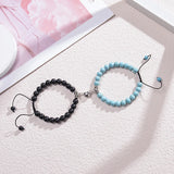 2pcs/set Heart Shape Magnet Couple Bracelet Natural Stone Beads Jewelry Gift