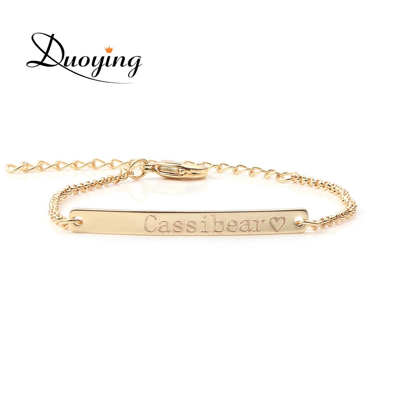 Engraved Name Bar Bracelet for Women Personalized Minimalism Bracelet