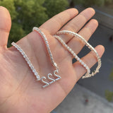 9mm Letters Name Necklace Zirconia Angel Number Tennis Chain