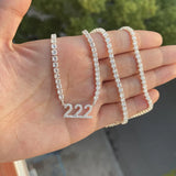 9mm Letters Name Necklace Zirconia Angel Number Tennis Chain