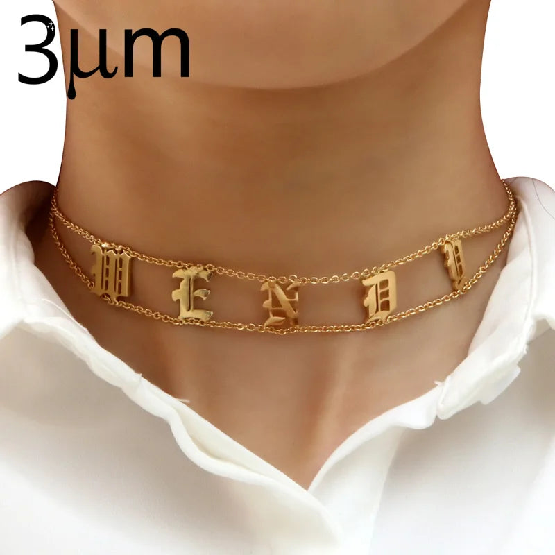 Old English Plate Necklace Personalized Name Choker