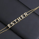 3UMeter Crystal Name Necklace Personalize Choker Necklace Pendant Heart Necklace