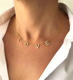 3UMeter Crystal Name Necklace Personalize Choker Necklace Women Pendant Heart