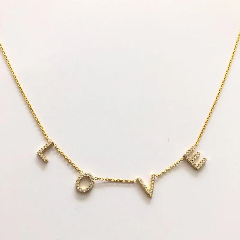3UMeter Crystal Name Necklace Personalize Choker Necklace Women Pendant Heart