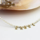 Crystal Name Necklace pearl Personalize Choker Necklace Women Copper Pendant
