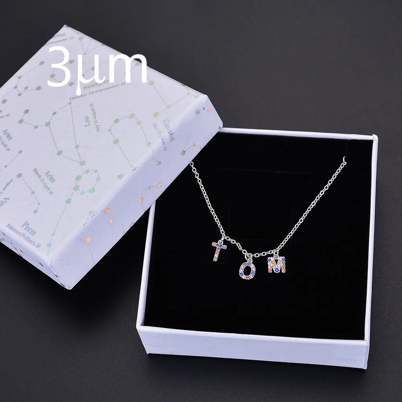 Custom Crystal Zircon Letter Necklace for Women