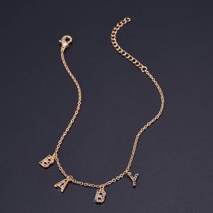Custom Crystal Zircon Letter Necklace for Women