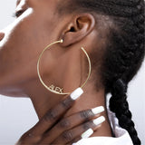 3U Meter Round Earrings Nameplate Studs Stainless Steel Name Earring Gift
