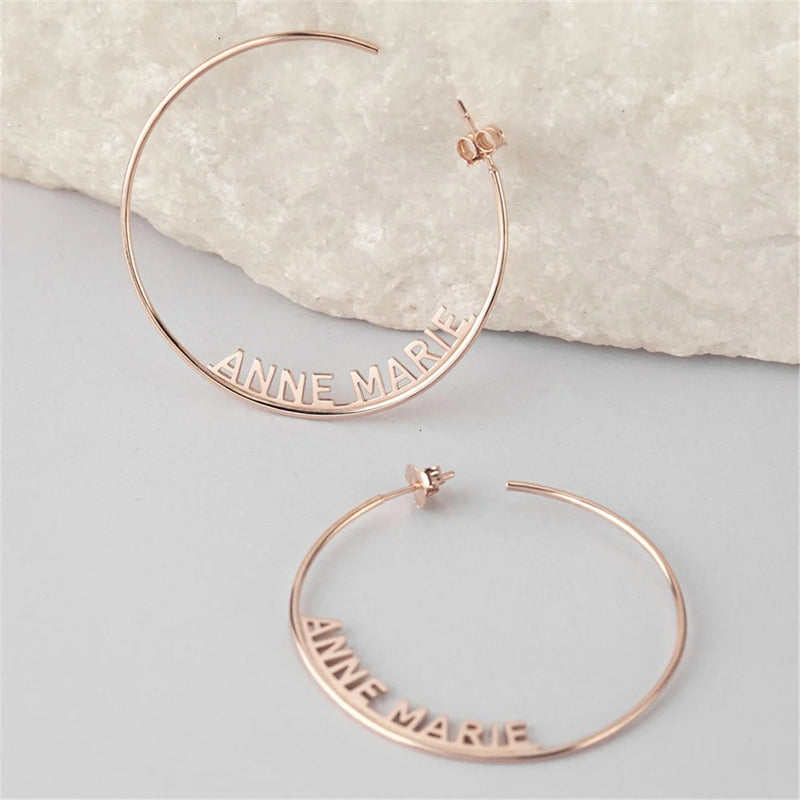 3U Meter Round Earrings Nameplate Studs Stainless Steel Name Earring Gift