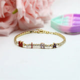 Colorful Zircon Name Bracelet Tennis Chain for Women