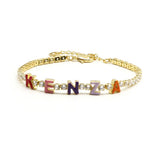 Colorful Zircon Name Bracelet Tennis Chain for Women