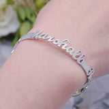 Personalized Name Bracelet Cuff Bangle Rose Stainless Steel Jewelry