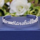 Personalized Name Bracelet Cuff Bangle Rose Stainless Steel Jewelry