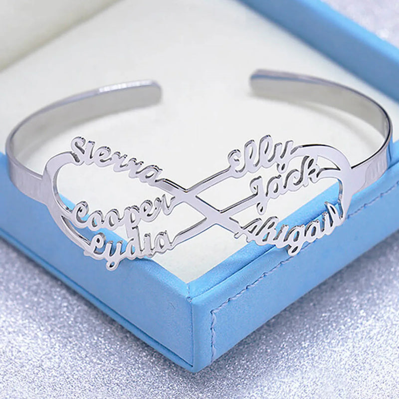 Personalized Name Bracelet Cuff Bangle Stainless Steel Jewelry
