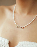Natural Freshwater Pearl Necklace Gothic Signboard Bridesmaid Gift