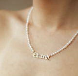 Natural Freshwater Pearl Necklace Gothic Signboard Bridesmaid Gift