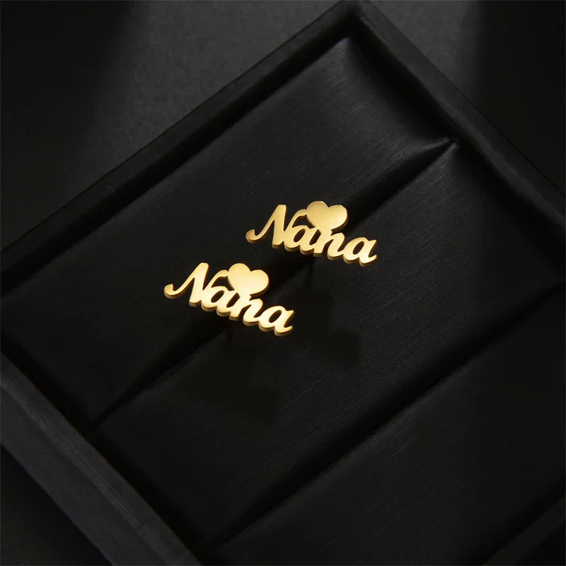 3U Name Studs Stainless Steel Earring Studs Women Birthday Gift