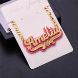 Double Layer Acrylic Necklace Personalized Name Pendant