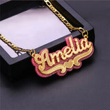 Double Layer Acrylic Necklace Personalized Name Pendant