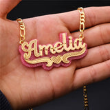 Double Layer Acrylic Necklace Personalized Name Pendant