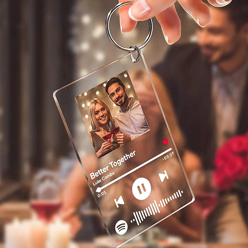 Personalized Music Code Album Cover Keychain