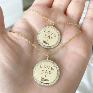 Customizable Engravable Diamond Disc Necklace Personalized Name Pendant