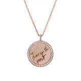 Customizable Engravable Diamond Disc Necklace Personalized Name Pendant