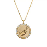 Customizable Engravable Diamond Disc Necklace Personalized Name Pendant