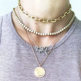 Customizable Engravable Diamond Disc Necklace Personalized Name Pendant