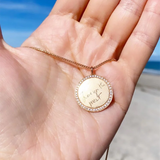 Customizable Engravable Diamond Disc Necklace Personalized Name Pendant