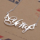 Personalized Name Logo Pendant Necklace Silver for Women