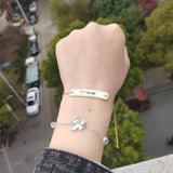 Engraved Name Bracelets Stainless Steel Adjustable Bangles