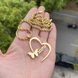 3UMeter Heart Butterfly Name Necklace Personalized Family Nameplate Pendant