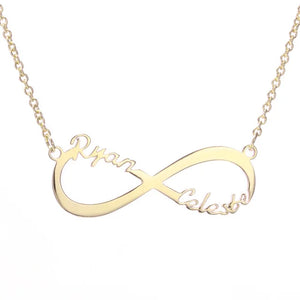 Personalized Two Name Infinity Necklace for Women - Mother Daughter Gift