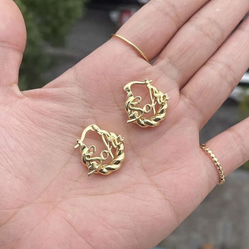 Twist 18mm Letter Mini Hoop Earrings for Girls