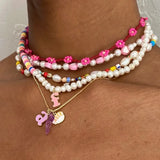 Colorful Tassel Choker Clay Necklace