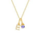 Ruby Initial Charm Necklace Personalized Zircon Clavicle Chain