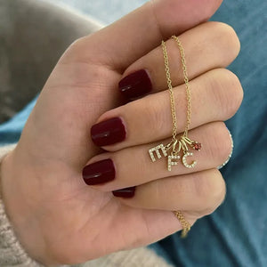 Ruby Initial Charm Necklace Personalized Zircon Clavicle Chain