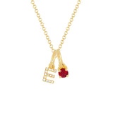 Ruby Initial Charm Necklace Personalized Zircon Clavicle Chain