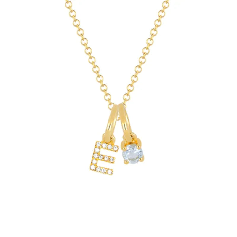 Ruby Initial Charm Necklace Personalized Zircon Clavicle Chain
