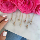 Ruby Initial Charm Necklace Personalized Zircon Clavicle Chain