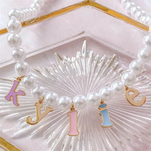Candy Pearl Letter Necklace Pendant Sweater Chain Christmas