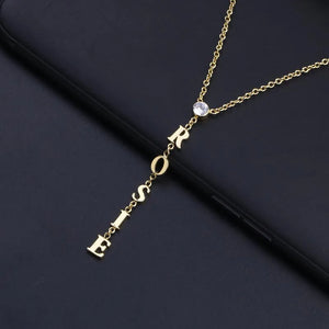 3UMeter Name Necklace Personalize Crystal Choker Necklace Women Pendant