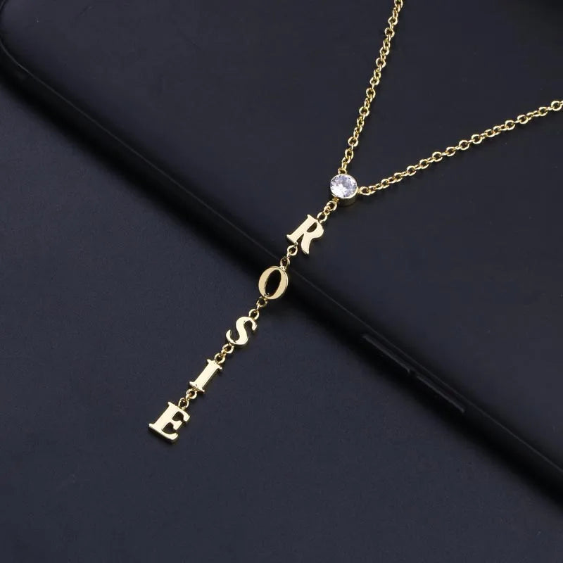 3UMeter Name Necklace Personalize Crystal Choker Necklace Women Pendant