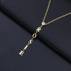 3UMeter Name Necklace Personalize Crystal Choker Necklace Women Pendant