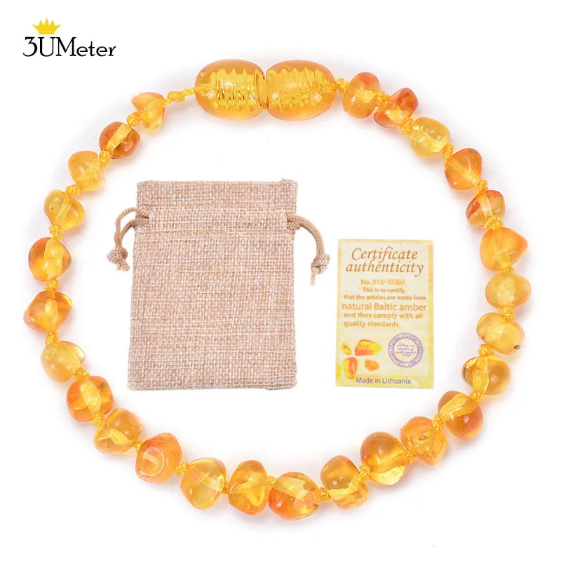 Natural Amber Teething Bracelet for Baby Unisex Gift