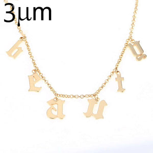 3U Old English Name Necklace Gothic Choker Vintage Font Personalized Tiny Letter